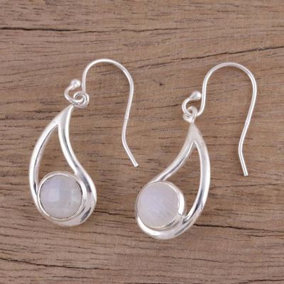Alternate image for Faceted Rainbow Moonstone and Sterling Silver Earrings Misty Charm