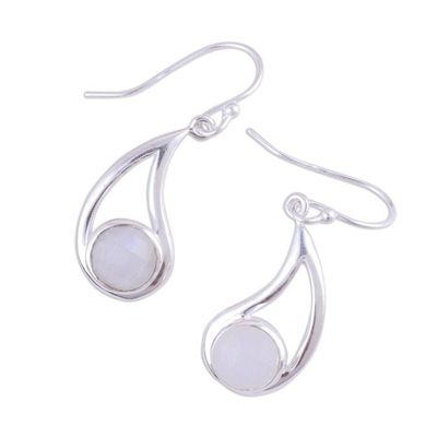 Alternate image for Faceted Rainbow Moonstone and Sterling Silver Earrings Misty Charm