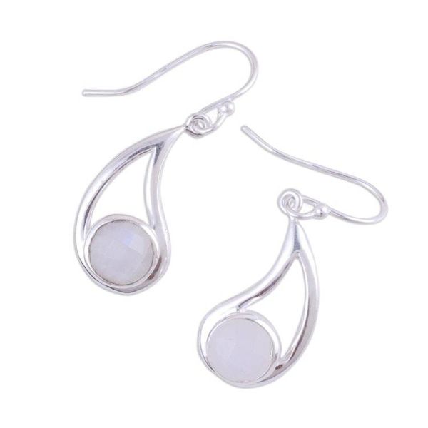 Alternate image for Faceted Rainbow Moonstone and Sterling Silver Earrings Misty Charm