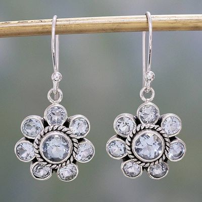 Primary image for Blue Topaz and Sterling Silver Dangle Earrings from India Morning Glitter