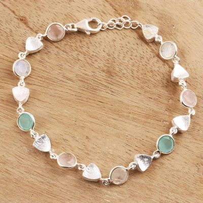 Alternate image for Faceted Multi-Gemstone Link Bracelet from India Fascinating Arrangement
