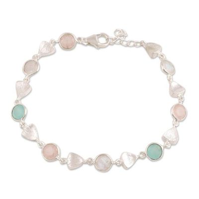 Alternate image for Faceted Multi-Gemstone Link Bracelet from India Fascinating Arrangement
