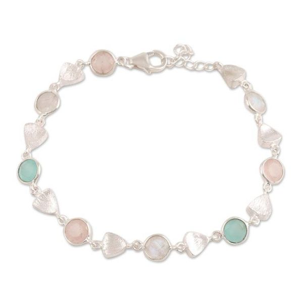 Alternate image for Faceted Multi-Gemstone Link Bracelet from India Fascinating Arrangement