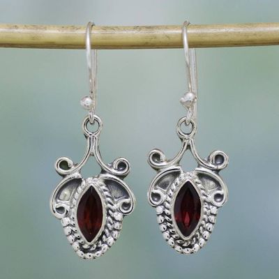 Alternate image for Sterling Silver and Garnet Earrings from India Jewelry Romantic