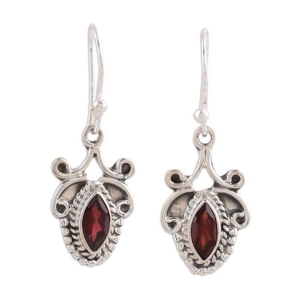 Alternate image for Sterling Silver and Garnet Earrings from India Jewelry Romantic
