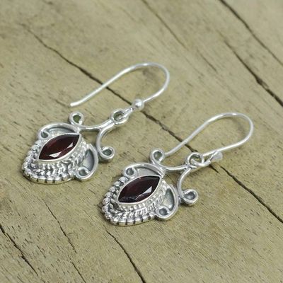 Alternate image for Sterling Silver and Garnet Earrings from India Jewelry Romantic