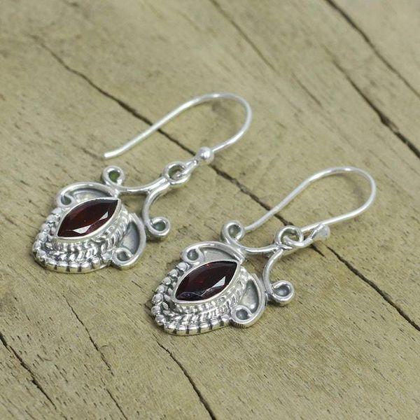 Alternate image for Sterling Silver and Garnet Earrings from India Jewelry Romantic