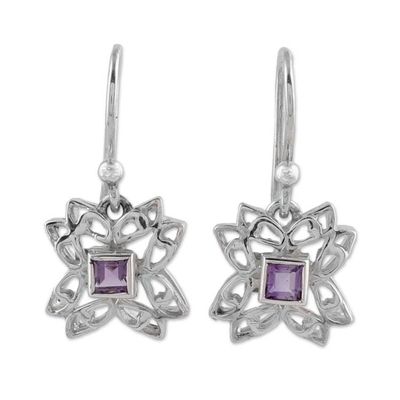 Alternate image for Amethyst and Sterling Silver Dangle Earrings from India Jali Charm
