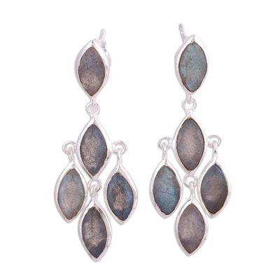 Alternate image for Stunning Ten Carat Labradorite Chandelier Earrings Misty Marquise