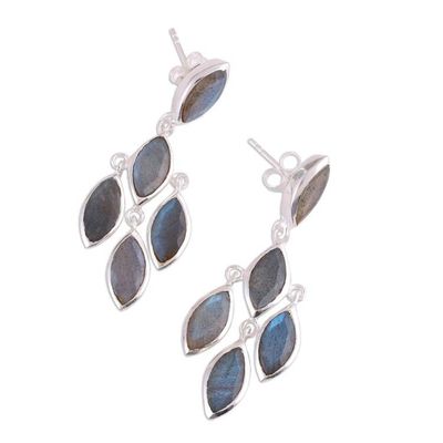 Alternate image for Stunning Ten Carat Labradorite Chandelier Earrings Misty Marquise