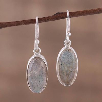 Alternate image for Labradorite Cabochon Dangle Earrings from India Mystical Ways