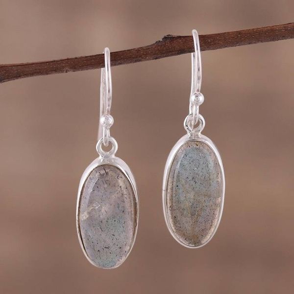 Alternate image for Labradorite Cabochon Dangle Earrings from India Mystical Ways