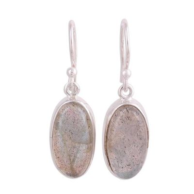 Alternate image for Labradorite Cabochon Dangle Earrings from India Mystical Ways