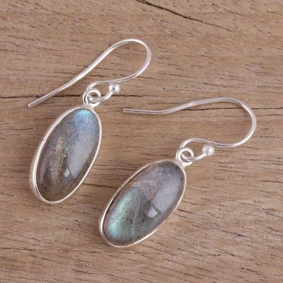 Alternate image for Labradorite Cabochon Dangle Earrings from India Mystical Ways