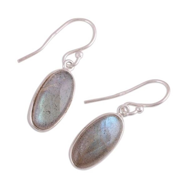 Alternate image for Labradorite Cabochon Dangle Earrings from India Mystical Ways
