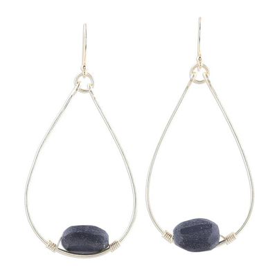 Alternate image for 22k Gold Plated Onyx Dangle Earrings from India Magical Stones