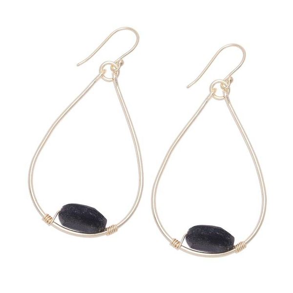 Alternate image for 22k Gold Plated Onyx Dangle Earrings from India Magical Stones