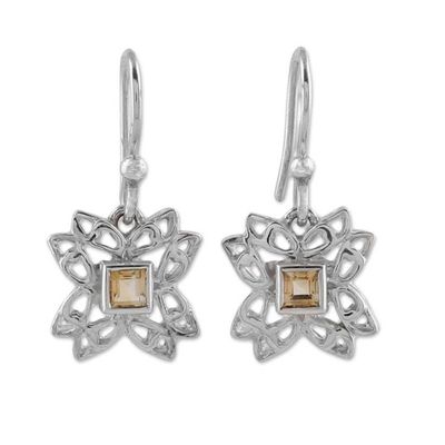Alternate image for Citrine and Sterling Silver Dangle Earrings from India Jali Charm