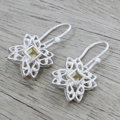 Alternate image for Citrine and Sterling Silver Dangle Earrings from India Jali Charm