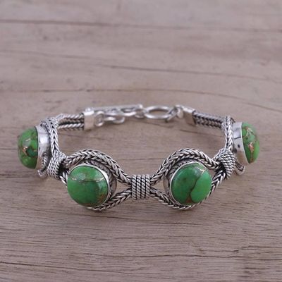 Alternate image for India Modern Green Composite Turquoise and Silver Bracelet Heavenly Greens
