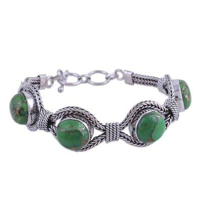 Alternate image for India Modern Green Composite Turquoise and Silver Bracelet Heavenly Greens