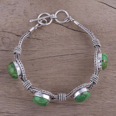 Alternate image for India Modern Green Composite Turquoise and Silver Bracelet Heavenly Greens