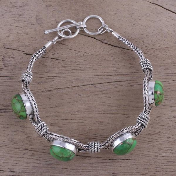 Alternate image for India Modern Green Composite Turquoise and Silver Bracelet Heavenly Greens