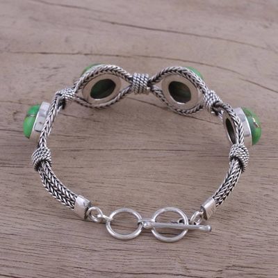 Alternate image for India Modern Green Composite Turquoise and Silver Bracelet Heavenly Greens