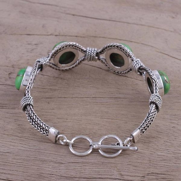Alternate image for India Modern Green Composite Turquoise and Silver Bracelet Heavenly Greens