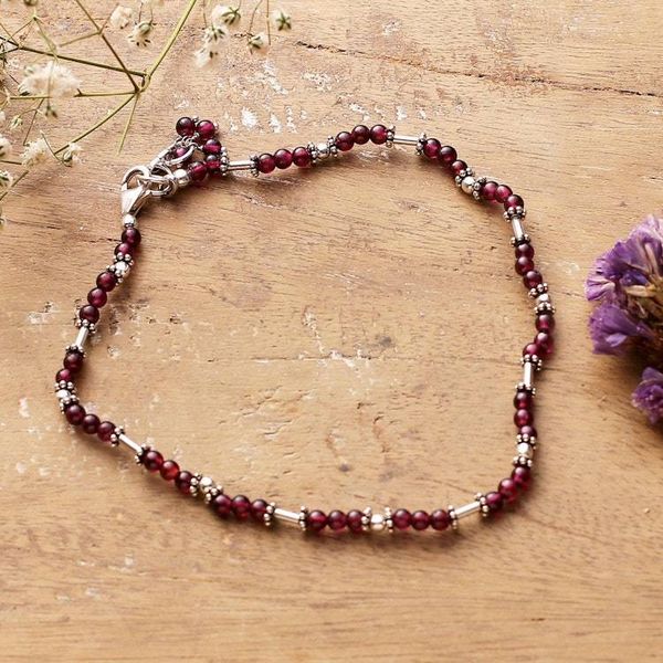 Alternate image for Garnet beaded anklet Crimson Trios