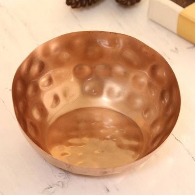 Alternate image for Copper-Plated Rustically Hammered Decorative Bowl from India Asymmetrical Beauty