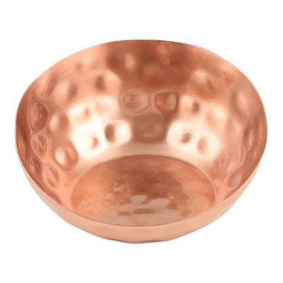Alternate image for Copper-Plated Rustically Hammered Decorative Bowl from India Asymmetrical Beauty