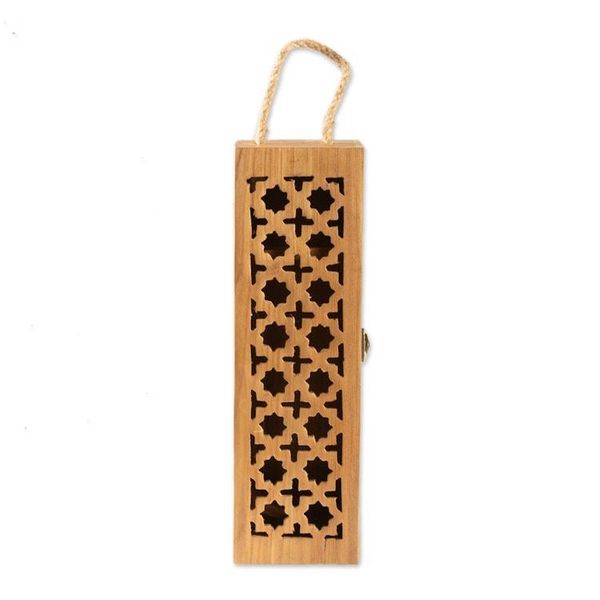 Alternate image for Hand-Carved Mango Wood Wine Case with a Trellis Pattern Secret Taste