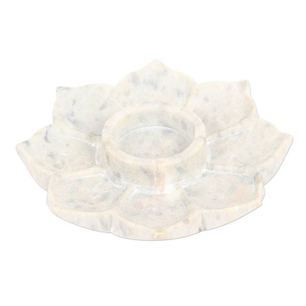 Alternate image for Hand Carved Soapstone Tealight Holder Floral Flame