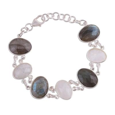 Alternate image for Link Bracelet with Rainbow Moonstone and Labradorite Moonlight and Mist