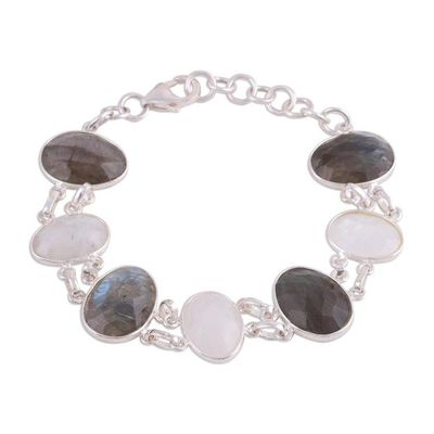 Alternate image for Link Bracelet with Rainbow Moonstone and Labradorite Moonlight and Mist