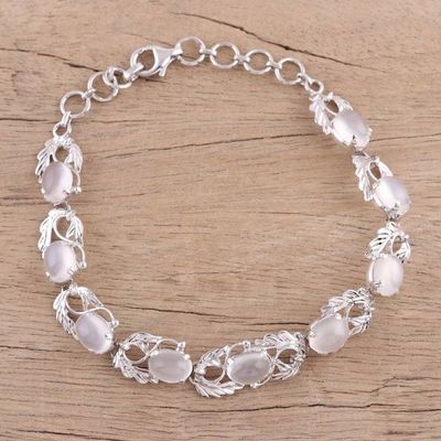 Alternate image for Rhodium Plated Sterling Silver Link Bracelet with Moonstone Mists of Eden