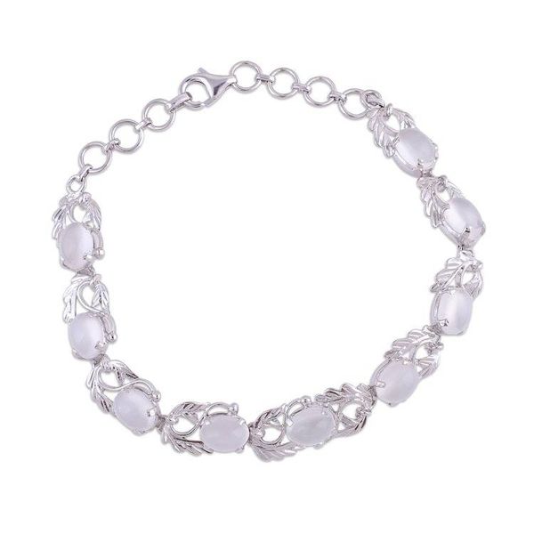 Alternate image for Rhodium Plated Sterling Silver Link Bracelet with Moonstone Mists of Eden