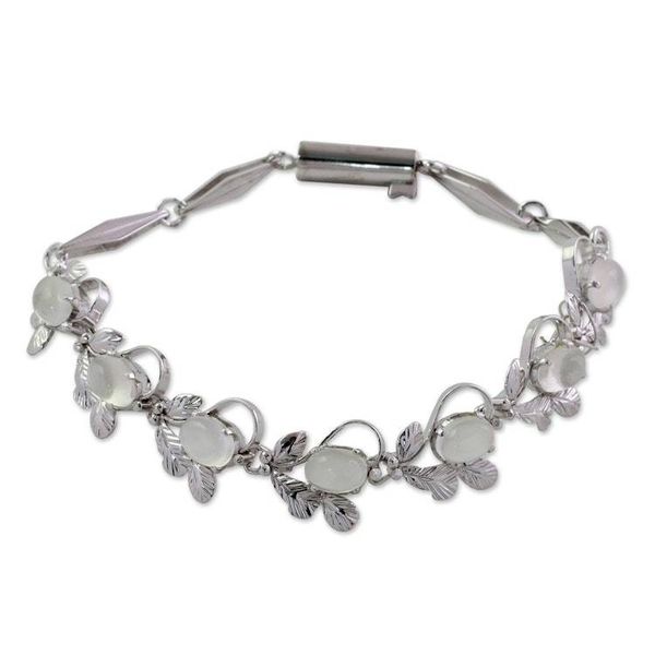 Alternate image for Floral Sterling Silver Link Moonstone Bracelet Misty Affair
