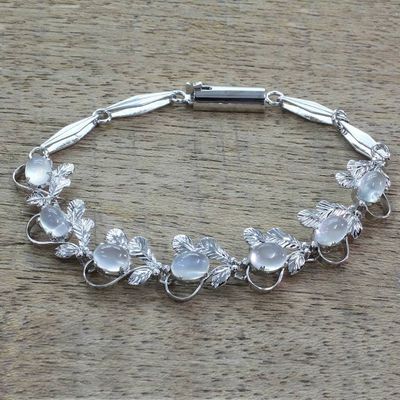 Alternate image for Floral Sterling Silver Link Moonstone Bracelet  Misty Affair