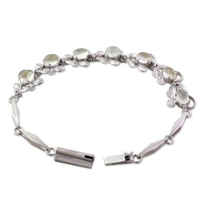 Alternate image for Floral Sterling Silver Link Moonstone Bracelet  Misty Affair