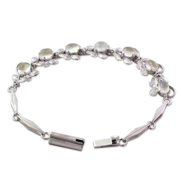 Alternate image for Floral Sterling Silver Link Moonstone Bracelet Misty Affair