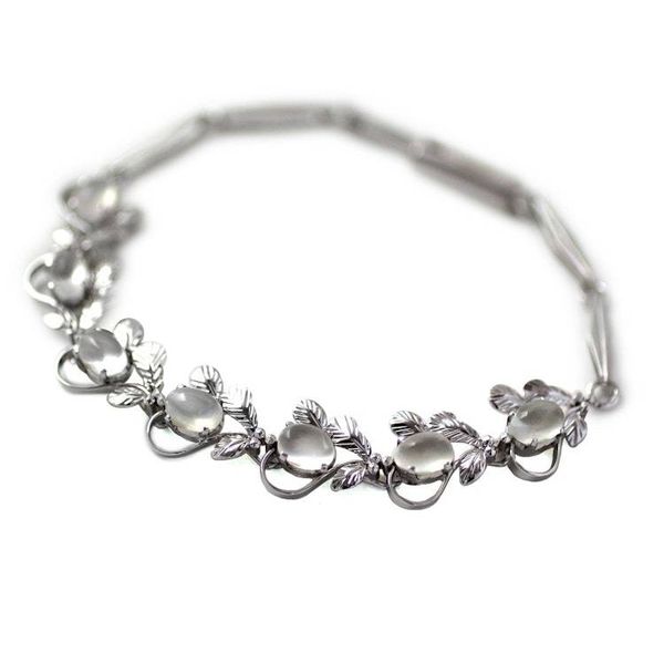Alternate image for Floral Sterling Silver Link Moonstone Bracelet Misty Affair