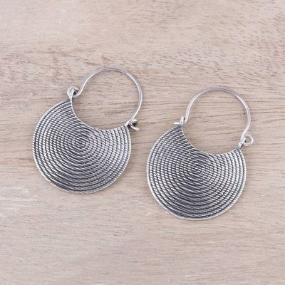 Alternate image for Spiral Motif Sterling Silver Drop Earrings from India Spiral Delight