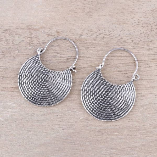 Alternate image for Spiral Motif Sterling Silver Drop Earrings from India Spiral Delight