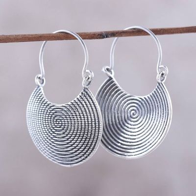 Alternate image for Spiral Motif Sterling Silver Drop Earrings from India Spiral Delight