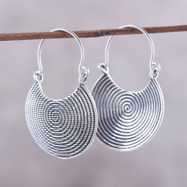 Alternate image for Spiral Motif Sterling Silver Drop Earrings from India Spiral Delight
