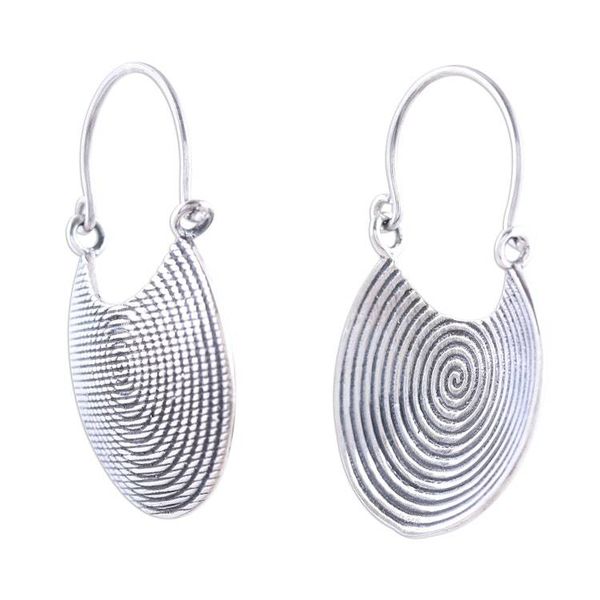 Alternate image for Spiral Motif Sterling Silver Drop Earrings from India Spiral Delight