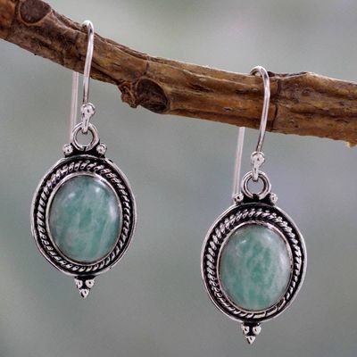 Alternate image for Handcrafted Indian Earrings with Amazonite Jungle Charm