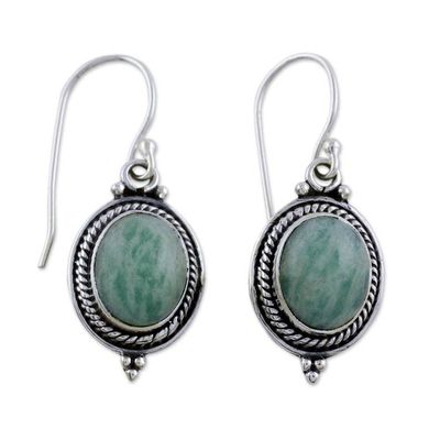 Alternate image for Handcrafted Indian Earrings with Amazonite Jungle Charm